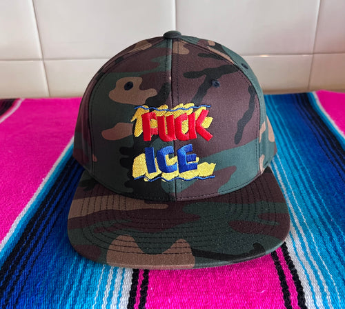 Definitive Selection - “Fuck Ice” Embroidered Camo SnapBack